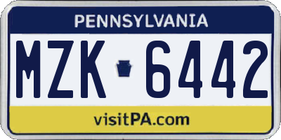 PA license plate MZK6442