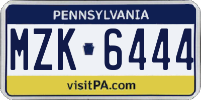 PA license plate MZK6444