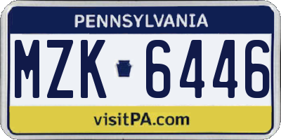 PA license plate MZK6446