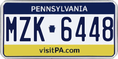 PA license plate MZK6448