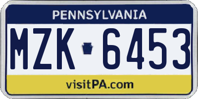 PA license plate MZK6453