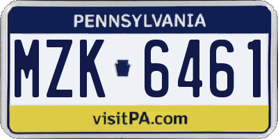 PA license plate MZK6461