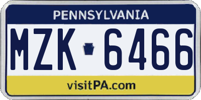 PA license plate MZK6466