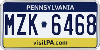 PA license plate MZK6468