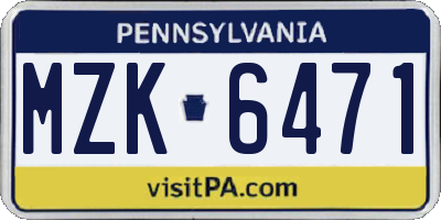 PA license plate MZK6471
