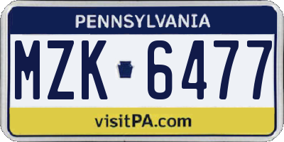 PA license plate MZK6477