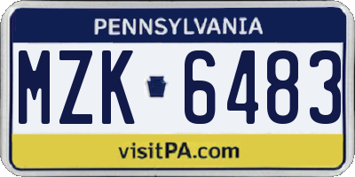 PA license plate MZK6483
