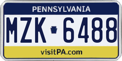 PA license plate MZK6488