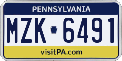 PA license plate MZK6491