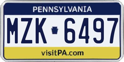 PA license plate MZK6497