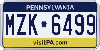 PA license plate MZK6499