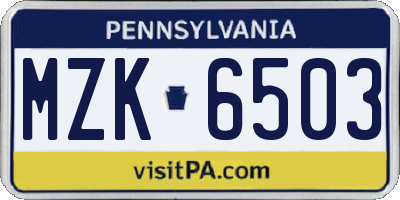 PA license plate MZK6503