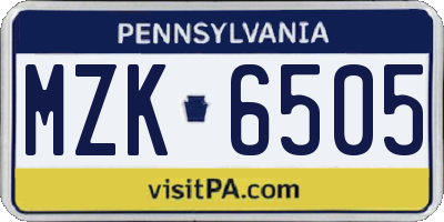 PA license plate MZK6505