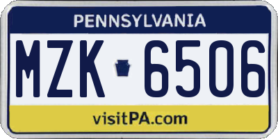 PA license plate MZK6506