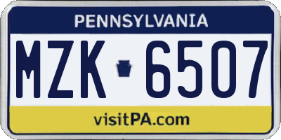 PA license plate MZK6507