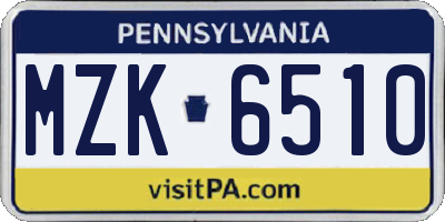 PA license plate MZK6510