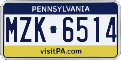 PA license plate MZK6514