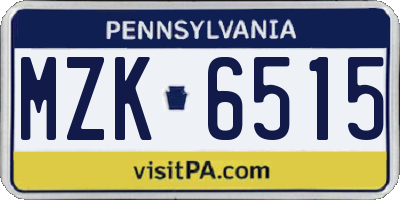 PA license plate MZK6515