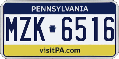 PA license plate MZK6516