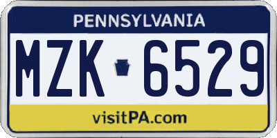 PA license plate MZK6529