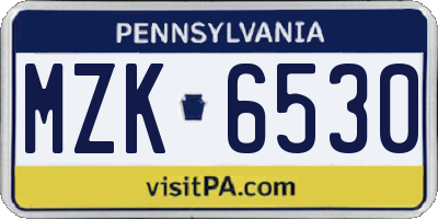 PA license plate MZK6530