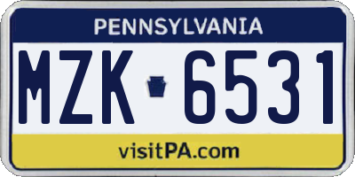 PA license plate MZK6531