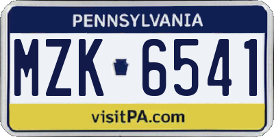 PA license plate MZK6541