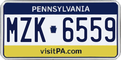 PA license plate MZK6559