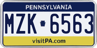 PA license plate MZK6563