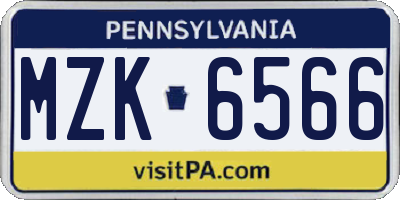 PA license plate MZK6566