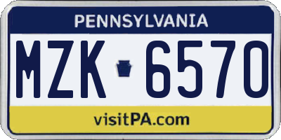 PA license plate MZK6570
