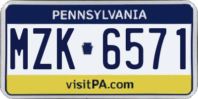 PA license plate MZK6571