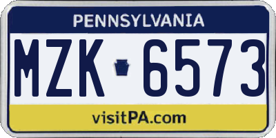 PA license plate MZK6573