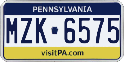 PA license plate MZK6575