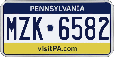 PA license plate MZK6582