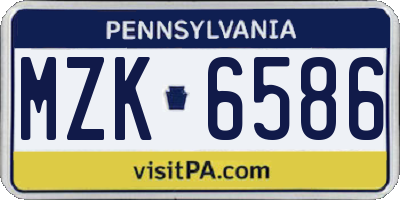 PA license plate MZK6586