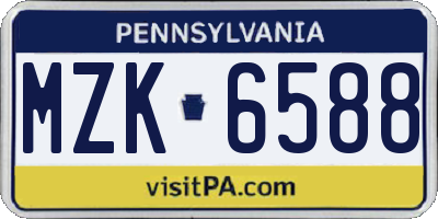 PA license plate MZK6588