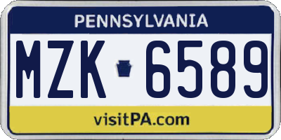 PA license plate MZK6589