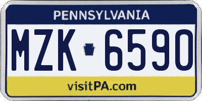 PA license plate MZK6590