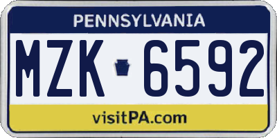 PA license plate MZK6592