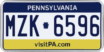 PA license plate MZK6596