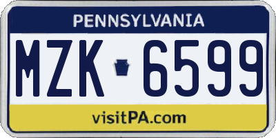 PA license plate MZK6599