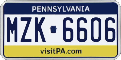 PA license plate MZK6606