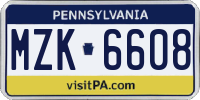 PA license plate MZK6608