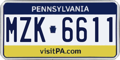 PA license plate MZK6611