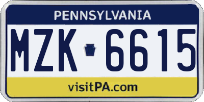 PA license plate MZK6615