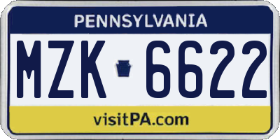 PA license plate MZK6622