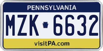PA license plate MZK6632