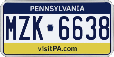 PA license plate MZK6638