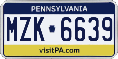 PA license plate MZK6639